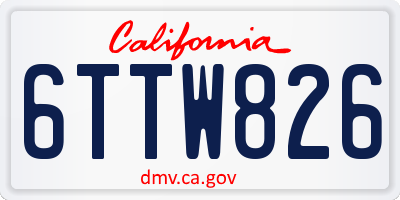 CA license plate 6TTW826