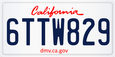 CA license plate 6TTW829