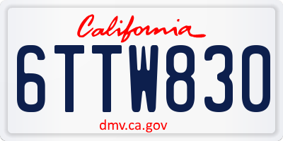 CA license plate 6TTW830