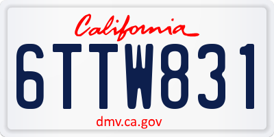 CA license plate 6TTW831