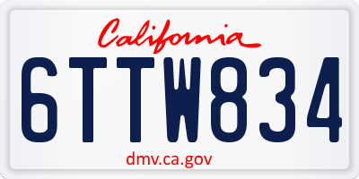 CA license plate 6TTW834