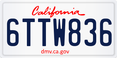 CA license plate 6TTW836