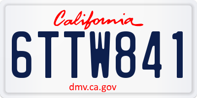 CA license plate 6TTW841