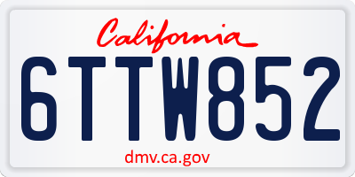 CA license plate 6TTW852