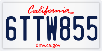 CA license plate 6TTW855