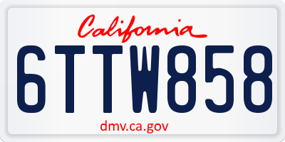 CA license plate 6TTW858
