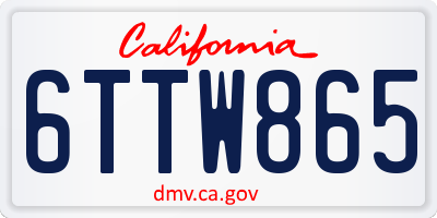 CA license plate 6TTW865
