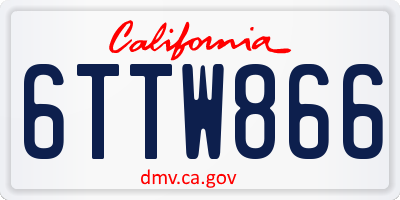 CA license plate 6TTW866