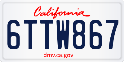 CA license plate 6TTW867