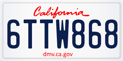 CA license plate 6TTW868