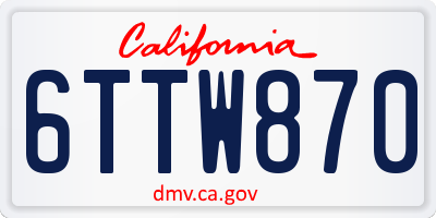 CA license plate 6TTW870