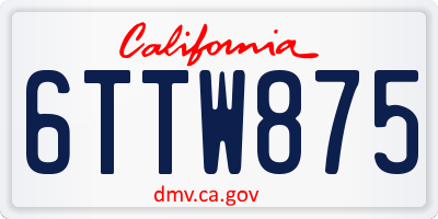 CA license plate 6TTW875