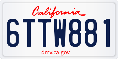 CA license plate 6TTW881