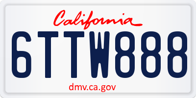 CA license plate 6TTW888