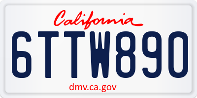 CA license plate 6TTW890