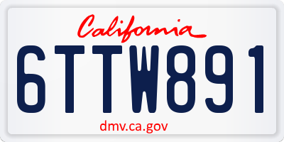 CA license plate 6TTW891