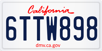 CA license plate 6TTW898