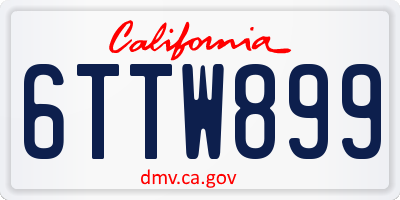 CA license plate 6TTW899