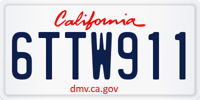 CA license plate 6TTW911
