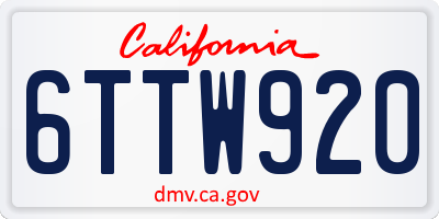 CA license plate 6TTW920