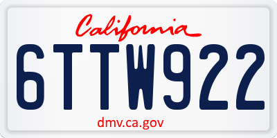 CA license plate 6TTW922