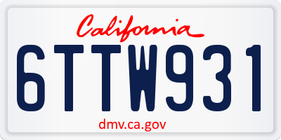 CA license plate 6TTW931