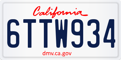 CA license plate 6TTW934