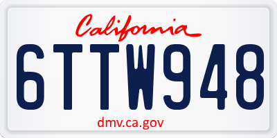 CA license plate 6TTW948