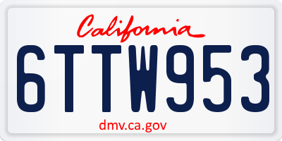 CA license plate 6TTW953
