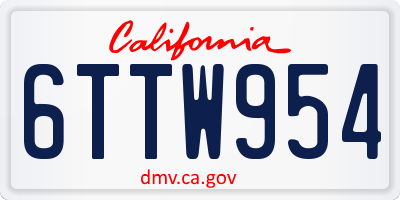CA license plate 6TTW954