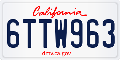 CA license plate 6TTW963
