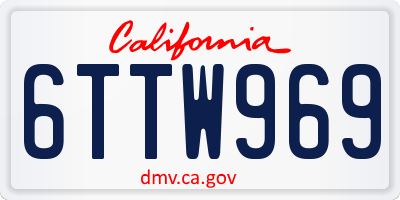 CA license plate 6TTW969