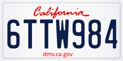 CA license plate 6TTW984