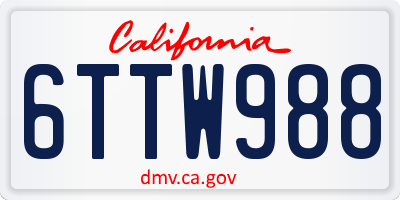 CA license plate 6TTW988