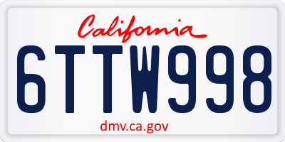 CA license plate 6TTW998