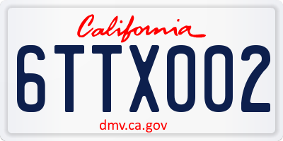 CA license plate 6TTX002