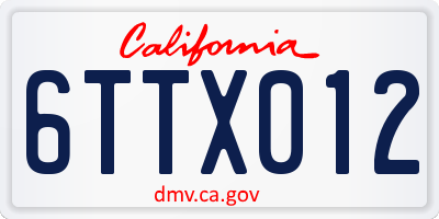 CA license plate 6TTX012