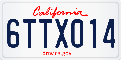 CA license plate 6TTX014
