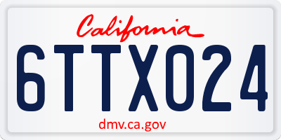 CA license plate 6TTX024