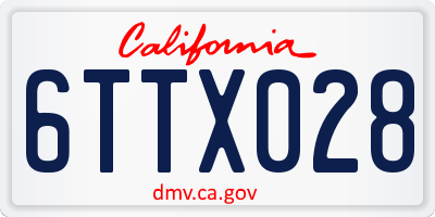 CA license plate 6TTX028