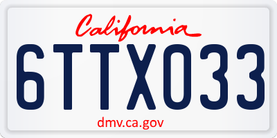 CA license plate 6TTX033