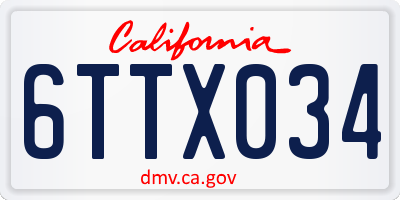 CA license plate 6TTX034