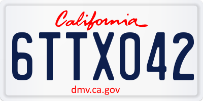 CA license plate 6TTX042