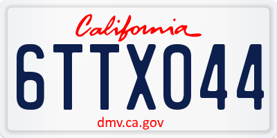 CA license plate 6TTX044