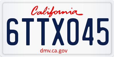 CA license plate 6TTX045