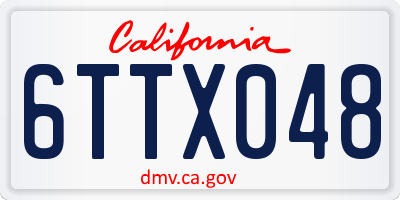 CA license plate 6TTX048