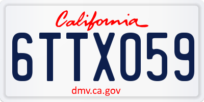 CA license plate 6TTX059