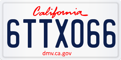 CA license plate 6TTX066