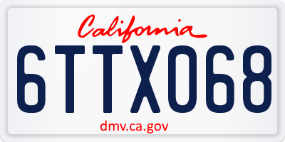 CA license plate 6TTX068