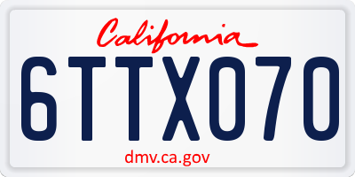 CA license plate 6TTX070